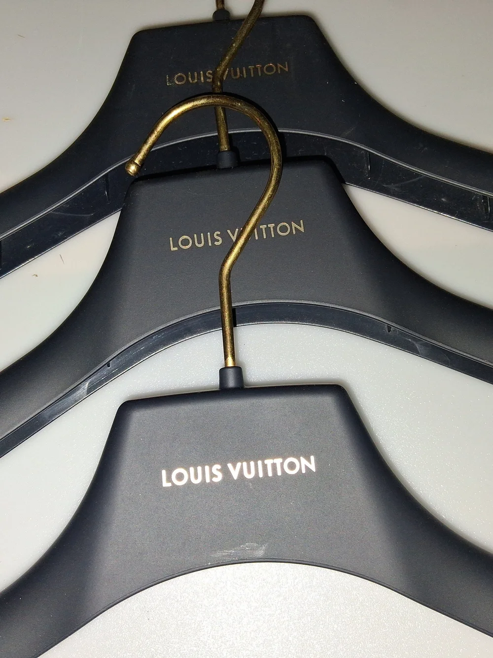 Louis Vuitton Black & Gold Branded Hangers LOT OF 3